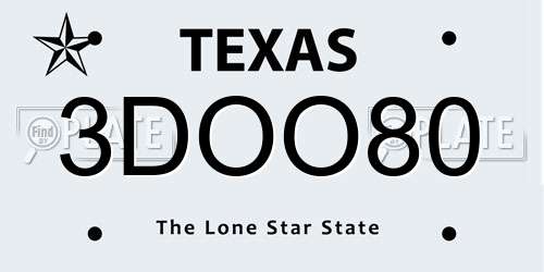 3DOO80 Texas License Plate