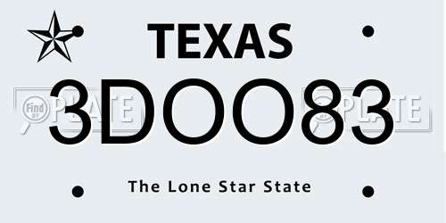 3DOO83 Texas License Plate