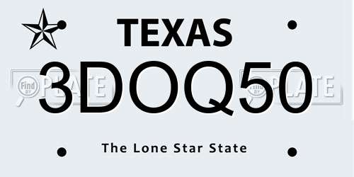 3DOQ50 Texas License Plate