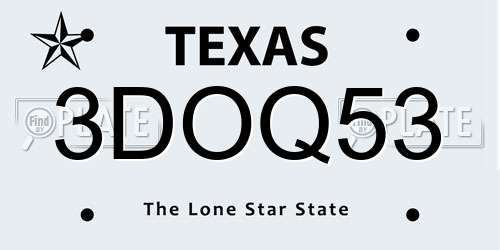 3DOQ53 Texas License Plate