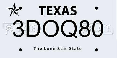 3DOQ80 Texas License Plate