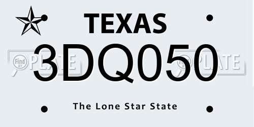 3DQ050 Texas License Plate