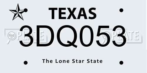 3DQ053 Texas License Plate