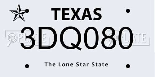 3DQ080 Texas License Plate
