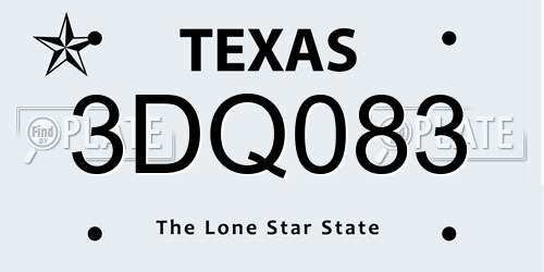 3DQ083 Texas License Plate
