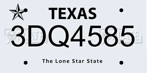 3DQ4585 Texas License Plate
