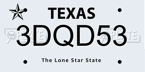 3DQD53 Texas License Plate