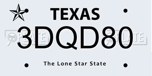 3DQD80 Texas License Plate