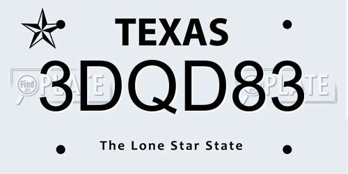 3DQD83 Texas License Plate