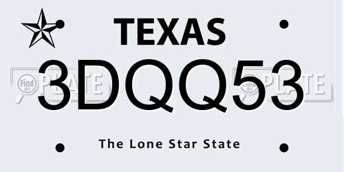 3DQQ53 Texas License Plate
