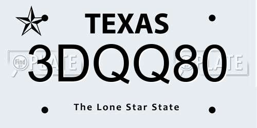 3DQQ80 Texas License Plate