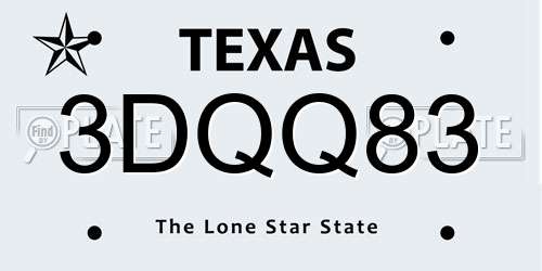 3DQQ83 Texas License Plate