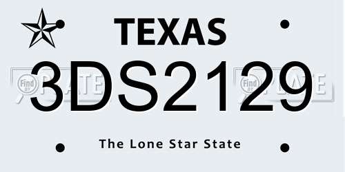 3DS2129 Texas License Plate