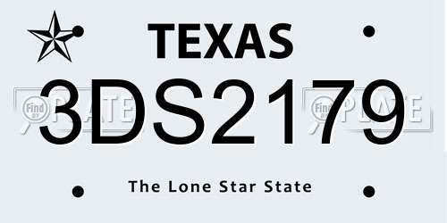 3DS2179 Texas License Plate