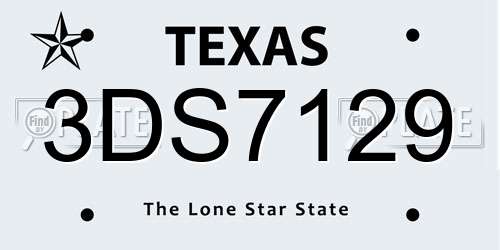 3DS7129 Texas License Plate