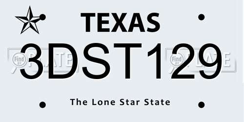 3DST129 Texas License Plate