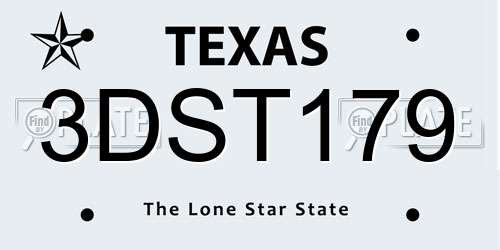 3DST179 Texas License Plate