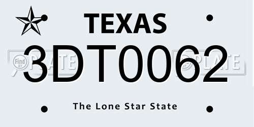 3DT0062 Texas License Plate