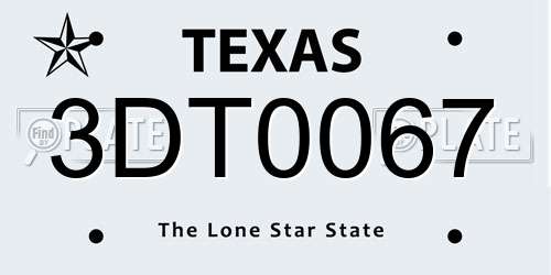 3DT0067 Texas License Plate