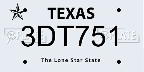 3DT751 Texas License Plate