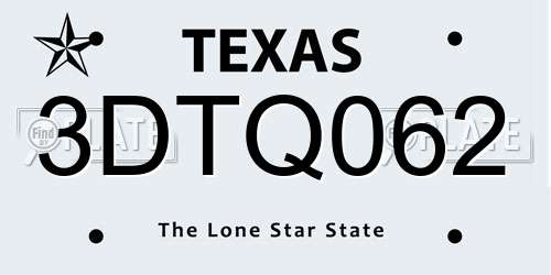 3DTQ062 Texas License Plate