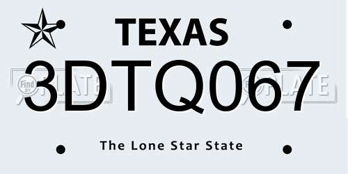3DTQ067 Texas License Plate