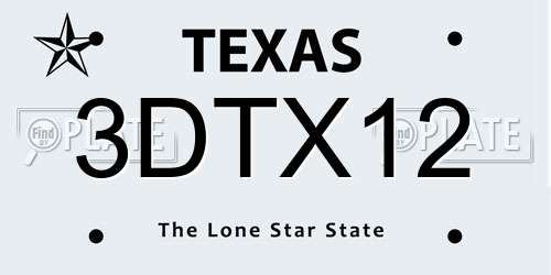 3DTX12 Texas License Plate