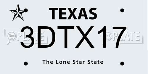 3DTX17 Texas License Plate