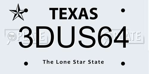 3DUS64 Texas License Plate