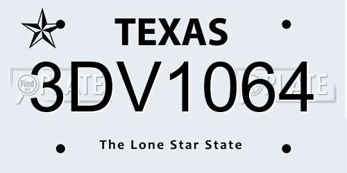 3DV1064 Texas License Plate