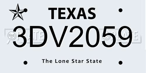 3DV2059 Texas License Plate