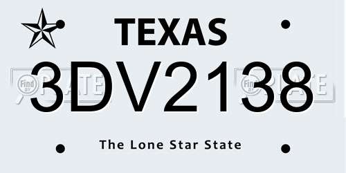 3DV2138 Texas License Plate