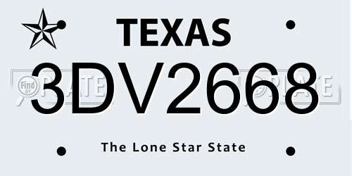 3DV2668 Texas License Plate
