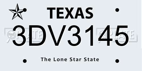 3DV3145 Texas License Plate