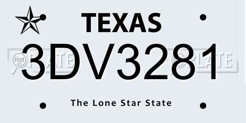 3DV3281 Texas License Plate