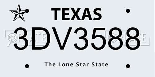 3DV3588 Texas License Plate