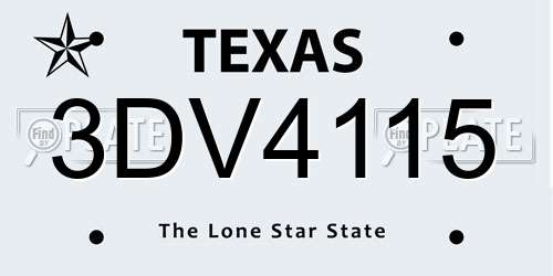 3DV4115 Texas License Plate