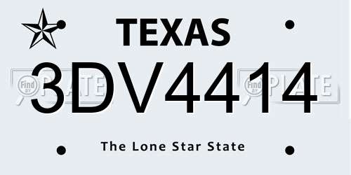 3DV4414 Texas License Plate
