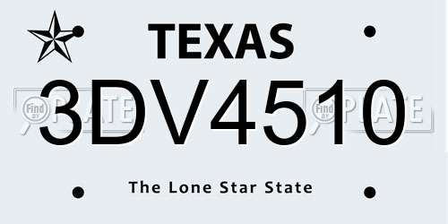 3DV4510 Texas License Plate