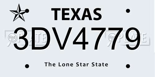 3DV4779 Texas License Plate