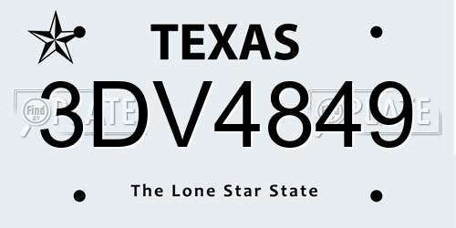 3DV4849 Texas License Plate