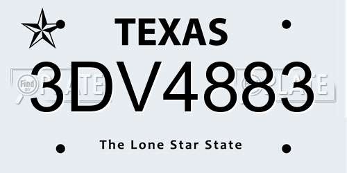 3DV4883 Texas License Plate