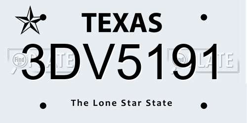 3DV5191 Texas License Plate