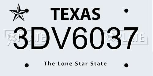 3DV6037 Texas License Plate