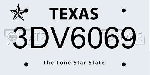3DV6069 Texas License Plate