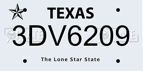 3DV6209 Texas License Plate