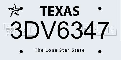 3DV6347 Texas License Plate