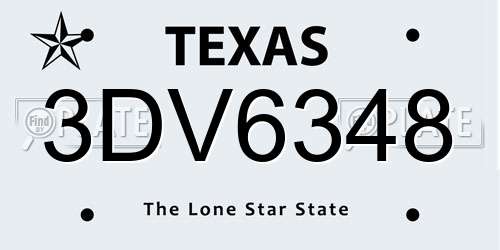 3DV6348 Texas License Plate
