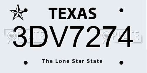 3DV7274 Texas License Plate