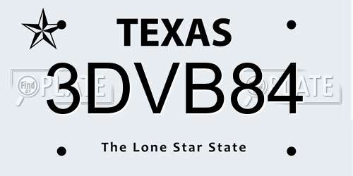 3DVB84 Texas License Plate